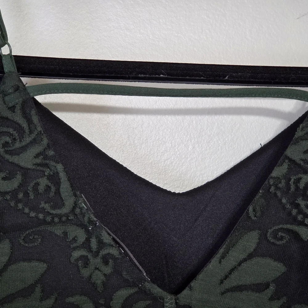 Dex Emerald Green+Black Damask Mesh Mini Dress Sz S Whimsigoth - Picture 11 of 16